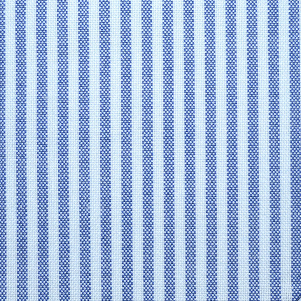 Blue and White Stripe Oxford Cotton Shirting