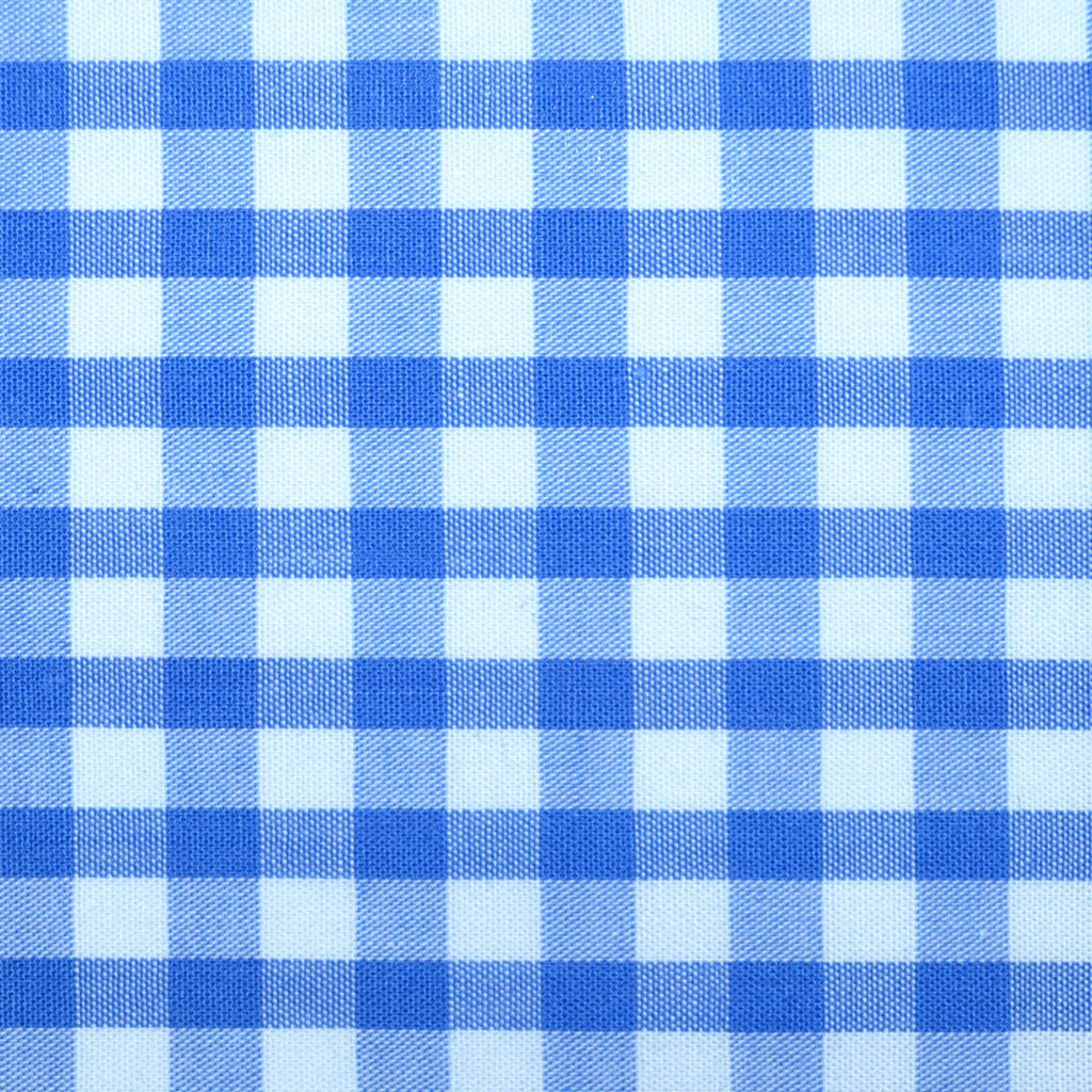 Blue and White Gingham Check Cotton Shirting