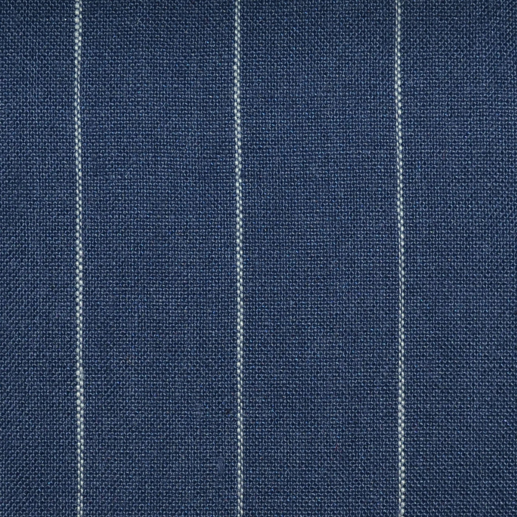 Denim Blue and White 3cm Stripe Linen
