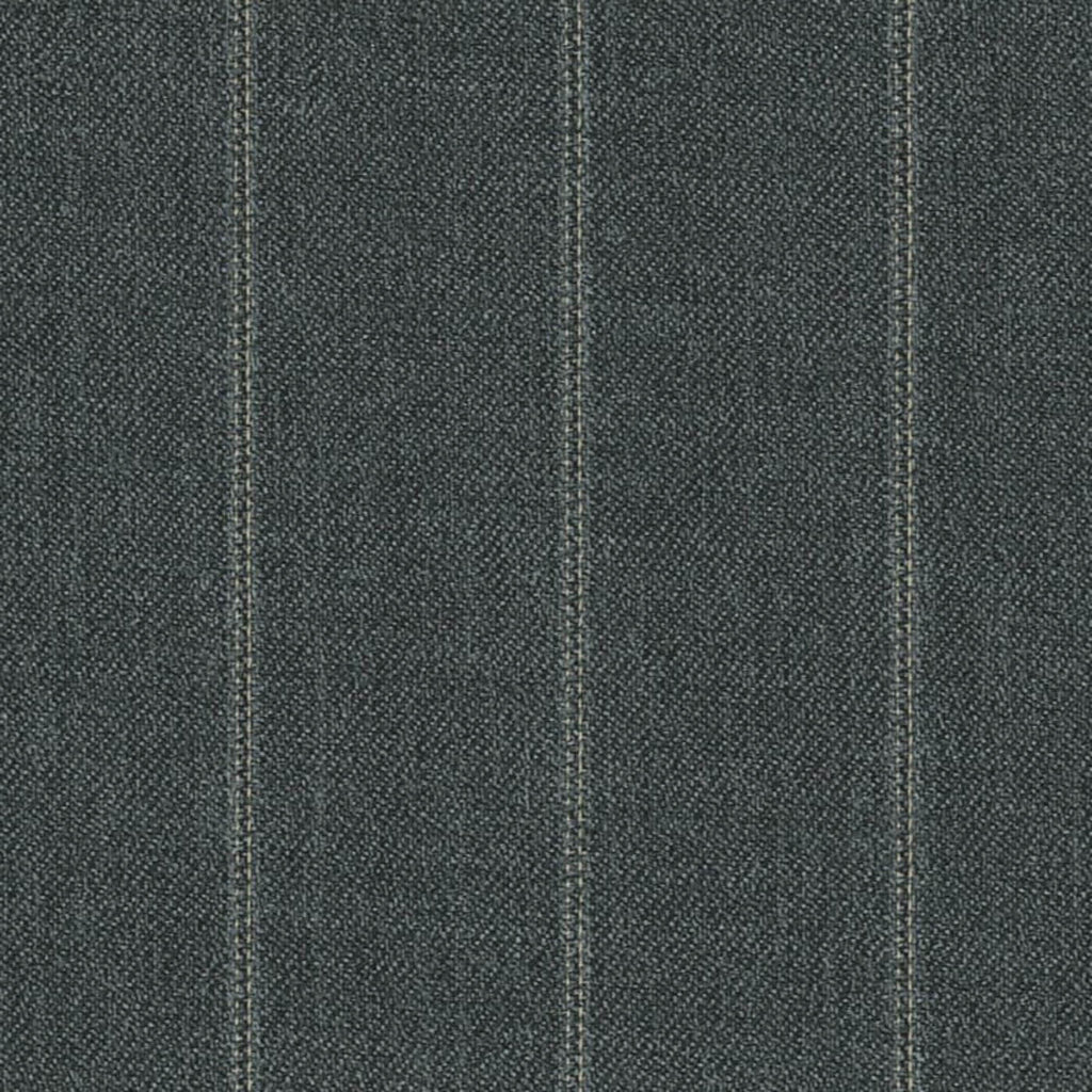 Grey/Mustard Fancy Stripe 13/16 inch Super 140's All Wool Suiting By Holland & Sherry
