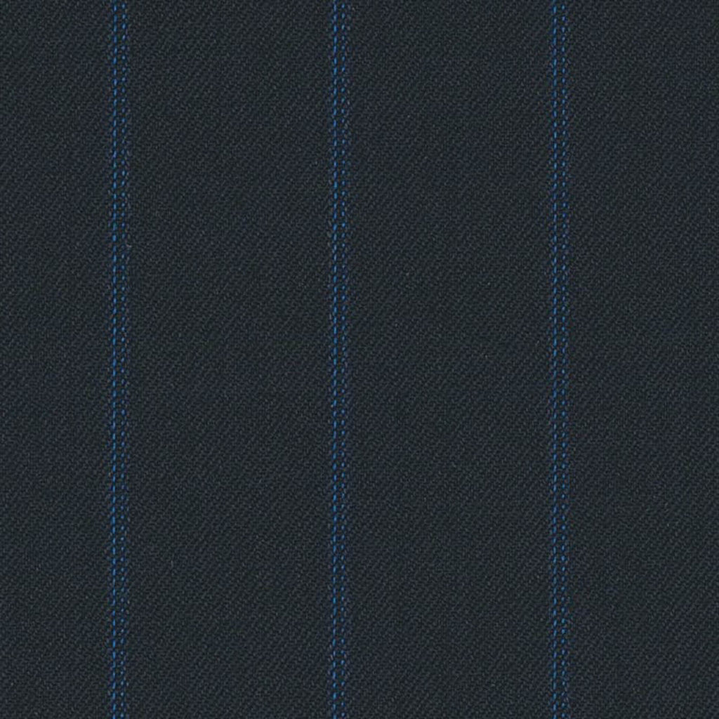 Navy/Bright Blue Fancy Stripe 13/16 inch Super 140's All Wool Suiting By Holland & Sherry