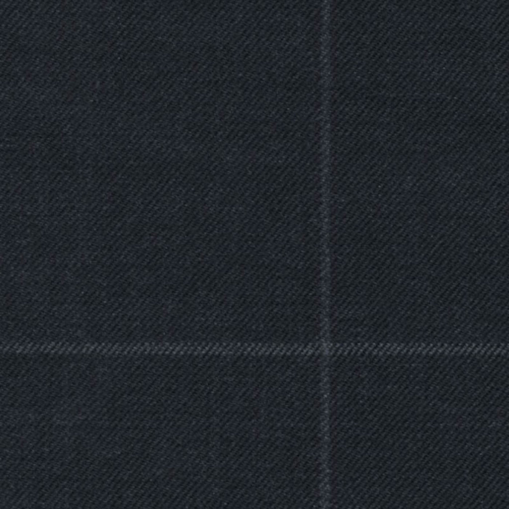 Navy Soft Chalk Windowpane 1 3/4 x 2 1/8 inch Super 140's All Wool Suiting By Holland & Sherry