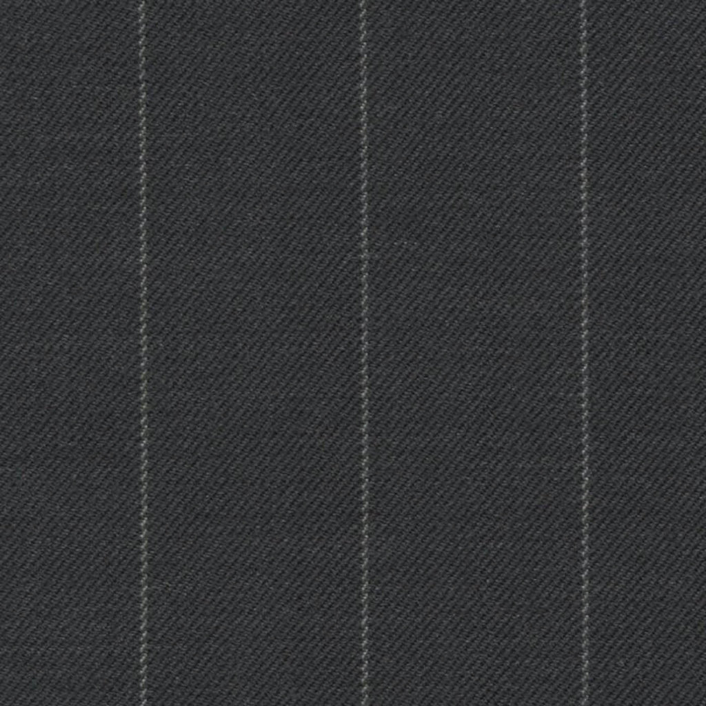 Charcoal Chalk Stripe 7/8 inch Super 140's All Wool Suiting By Holland & Sherry