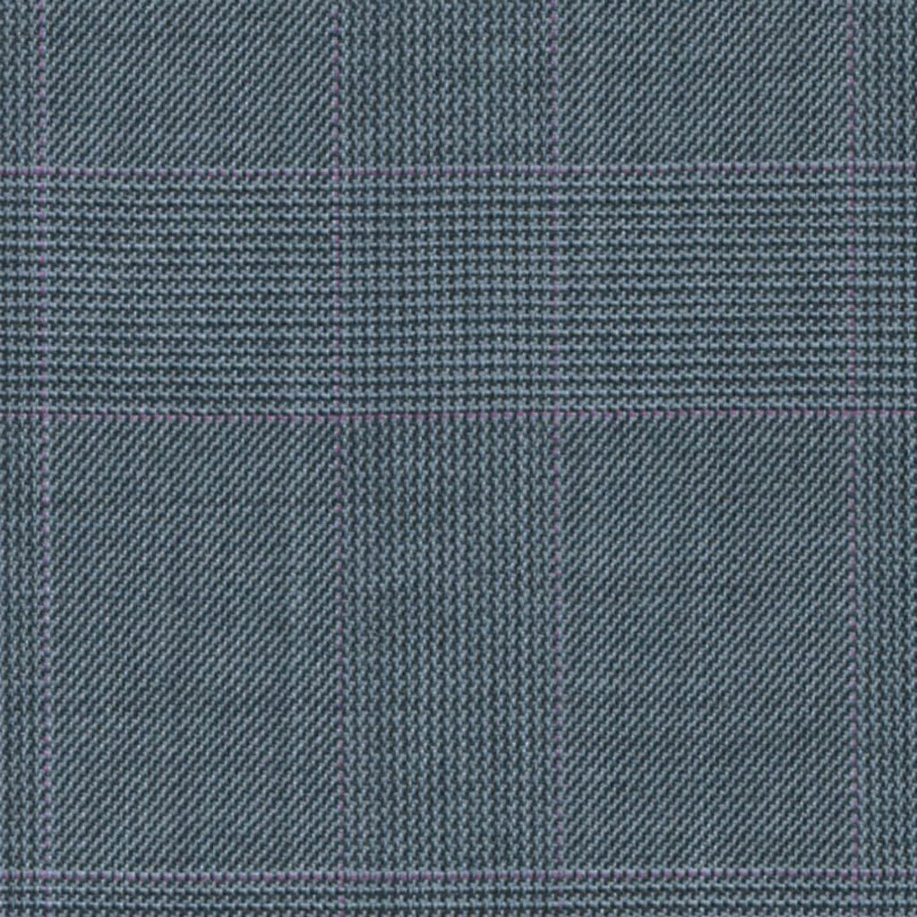 Light Blue/Magenta Split Matt Glen 1 1/2 x 2 inch Super 140's All Wool Suiting By Holland & Sherry