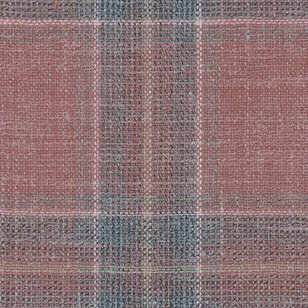 Pink and Light Grey Diffused Plaid Check Wool, Silk & Linen Jacketing by Holland & Sherry
