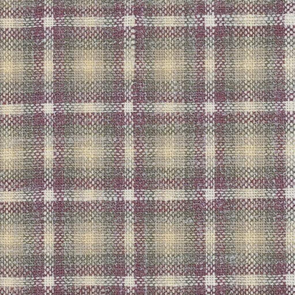 Cream and Mauve Block Plaid Check Wool, Silk & Linen Jacketing by Holland & Sherry