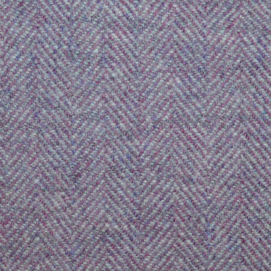 Lilac and Ecru/Grey Herringbone All Wool Tweed