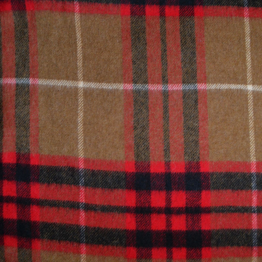 Camel with Red, Black & Ecru Plaid Check Lambswool and Cashmere British Tweed - 2.00 Metres