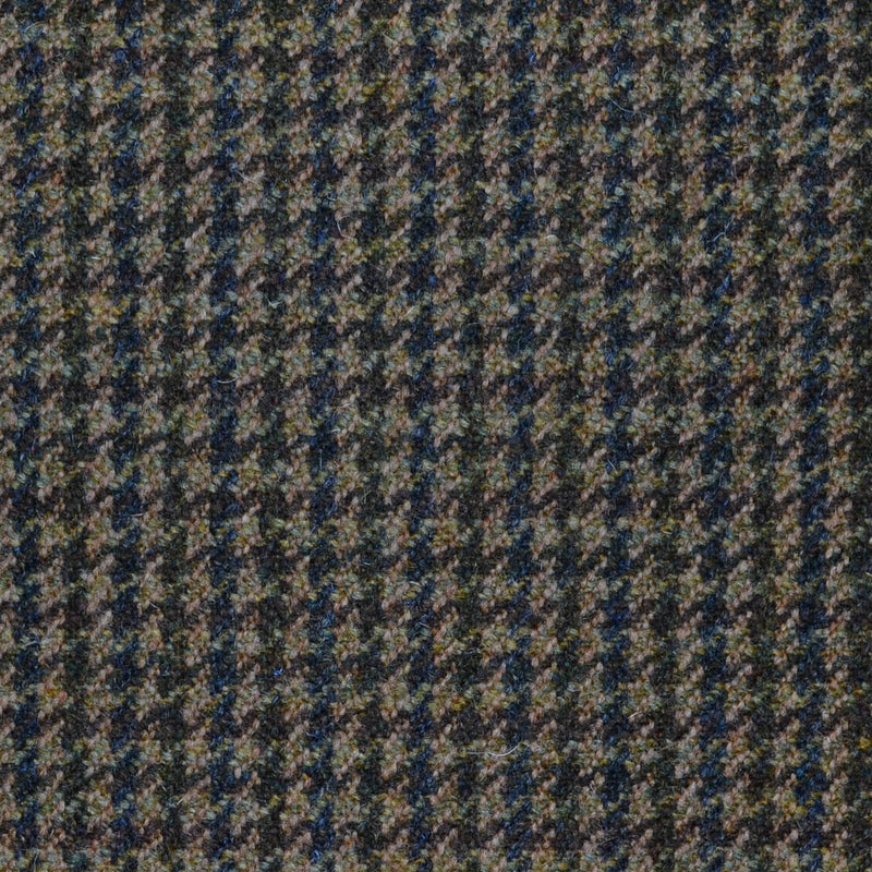 Moss Green, Brown & Dark Green Dogtooth Check All Wool Sporting Tweed
