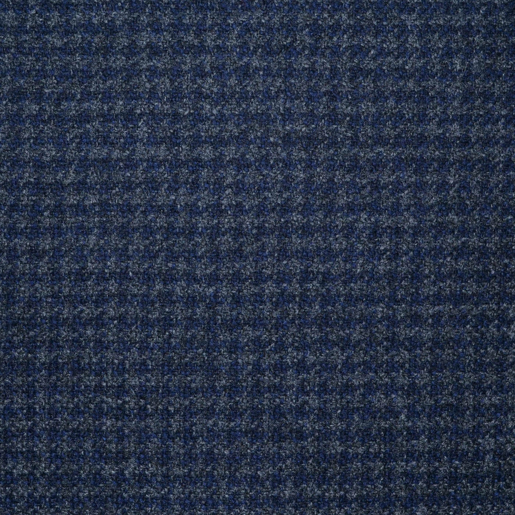 Dark Grey and Navy Blue Dogtooth Check All Wool Scottish Tweed