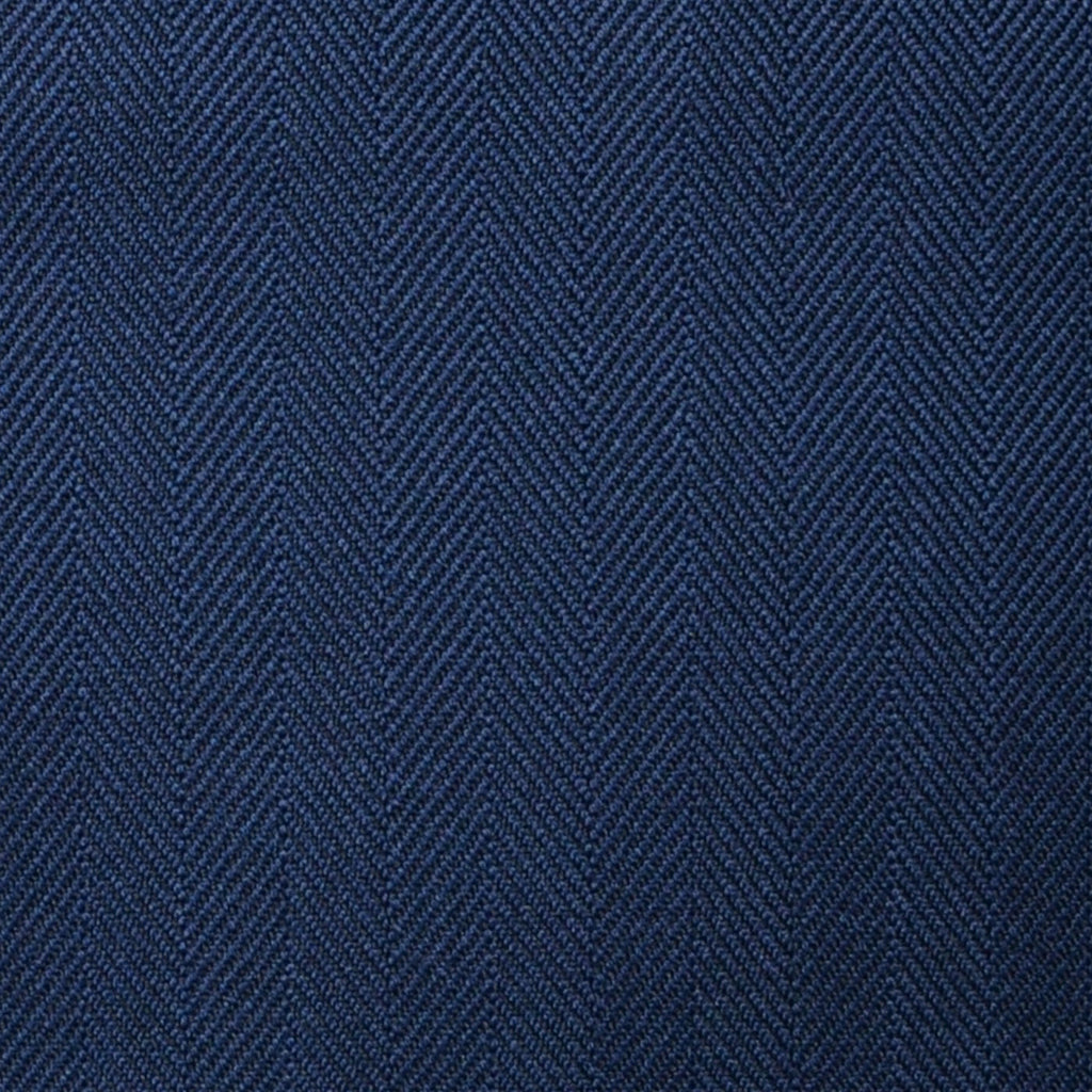 Navy Blue Herringbone Super 100's All Wool Suiting By Holland & Sherry