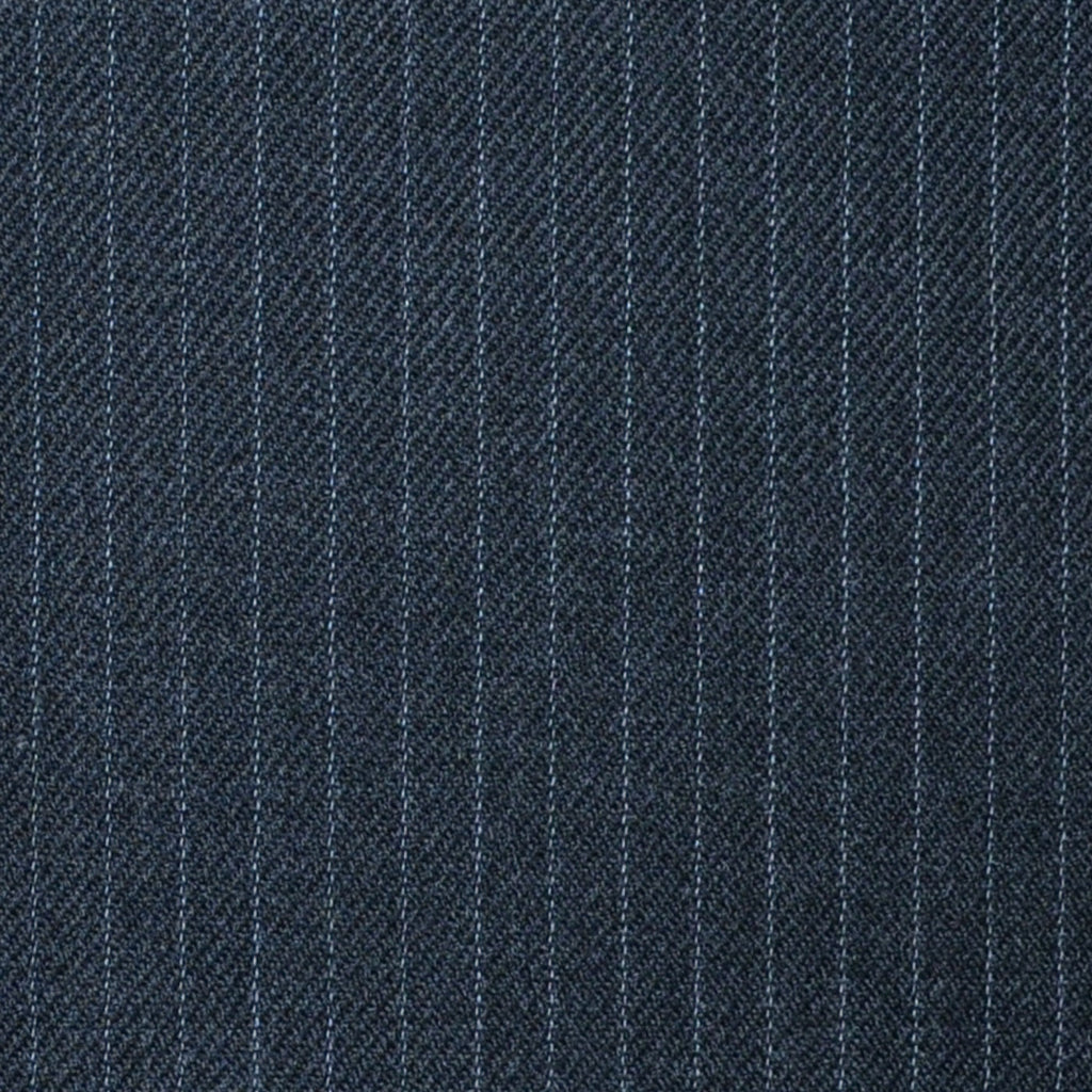 Dark Grey Muted 1/4" Narrow Stripe Super 100's All Wool Suiting By Holland & Sherry