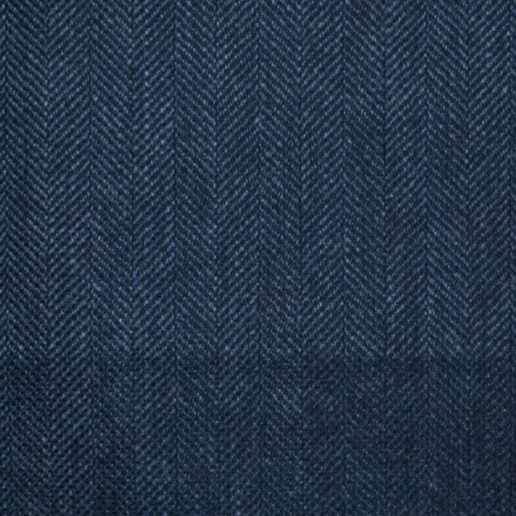 Bright Navy Blue Herringbone Wool, Cotton & Cashmere