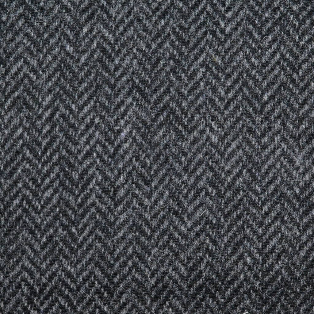 Charcoal Grey Herringbone Lambswool Tweed