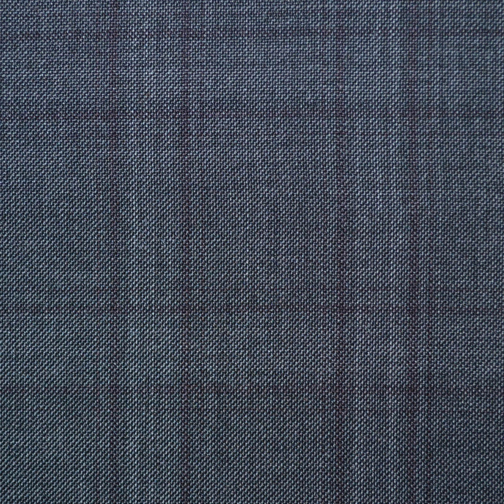 Medium Grey with Plum Plaid Check Super 110's Italian Wool Suiting