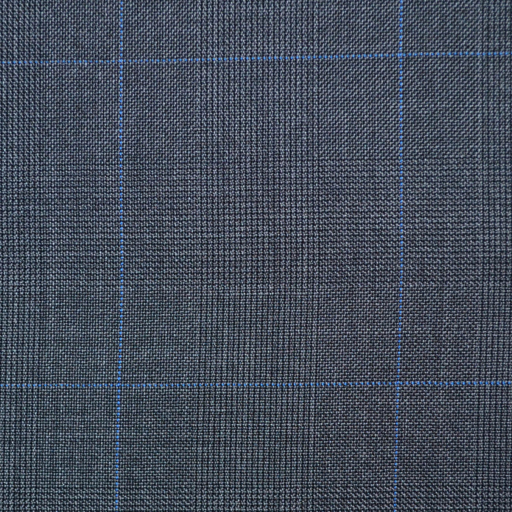 Medium Grey with Blue Glen Check Super 110's Italian Wool Suiting