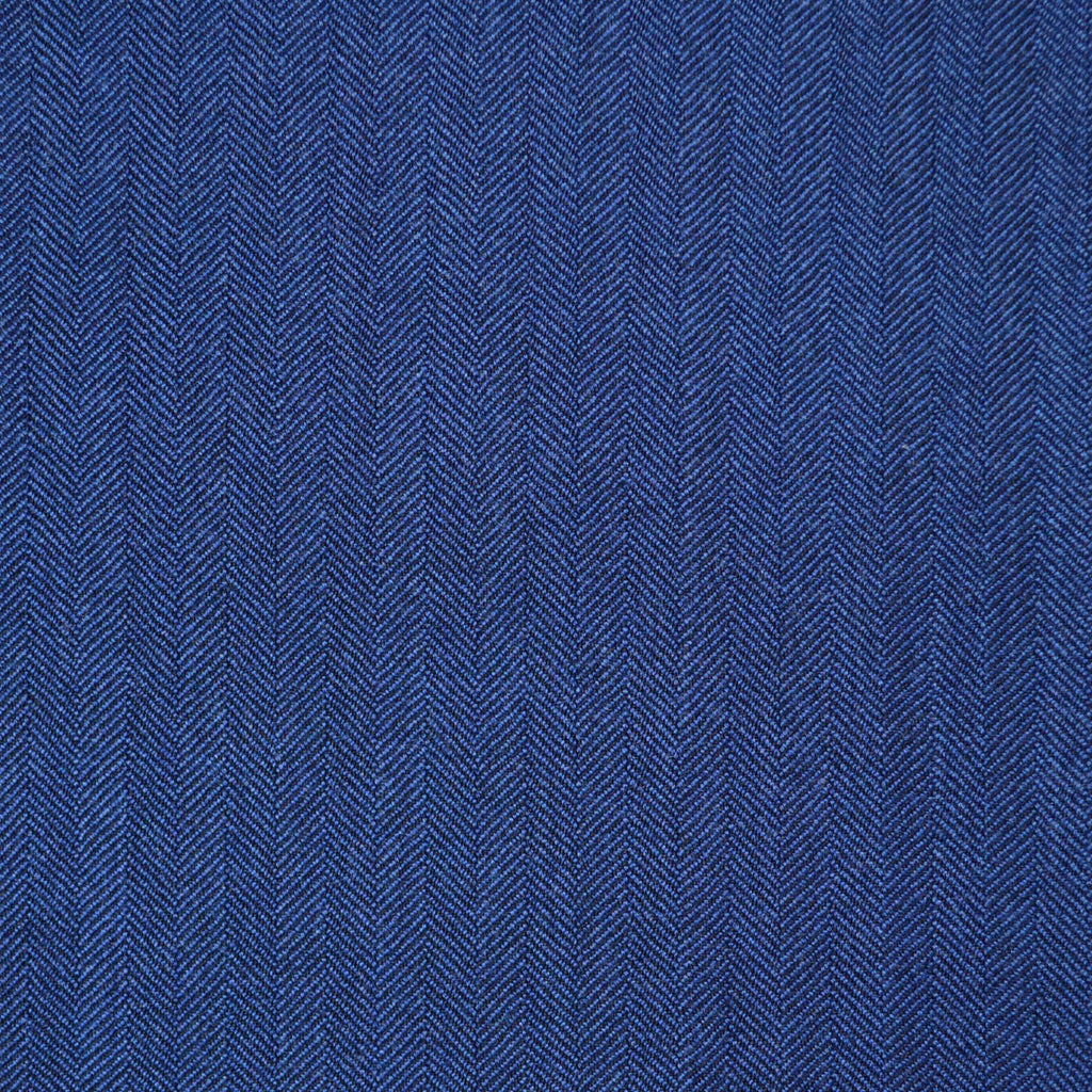Medium Blue 1/4" Herringbone Super 110's Italian Wool Suiting