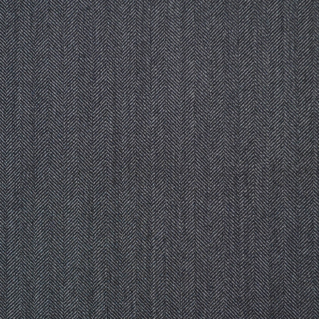 Medium Grey 1/4" Herringbone Super 110's Italian Wool Suiting