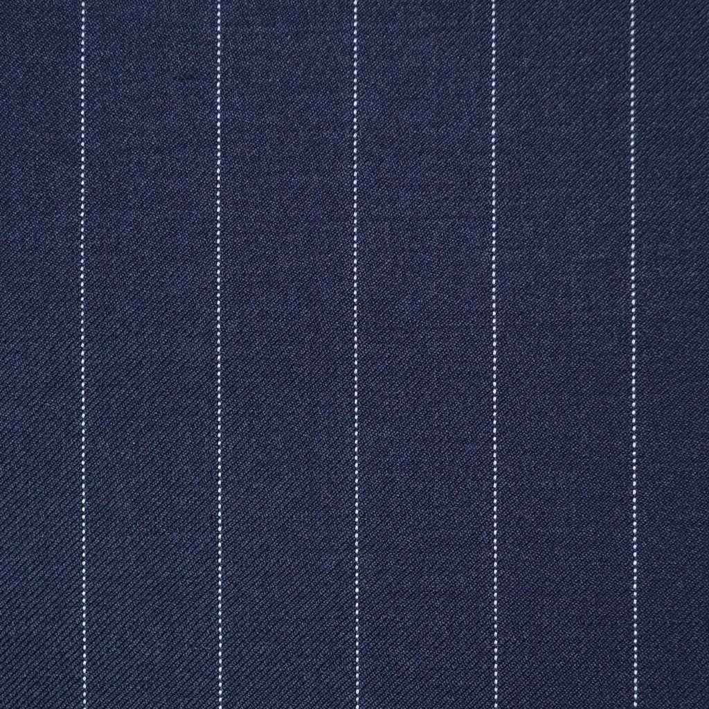 Bright Navy Blue 3/4" Pinstripe Super 110's Italian Wool Suiting