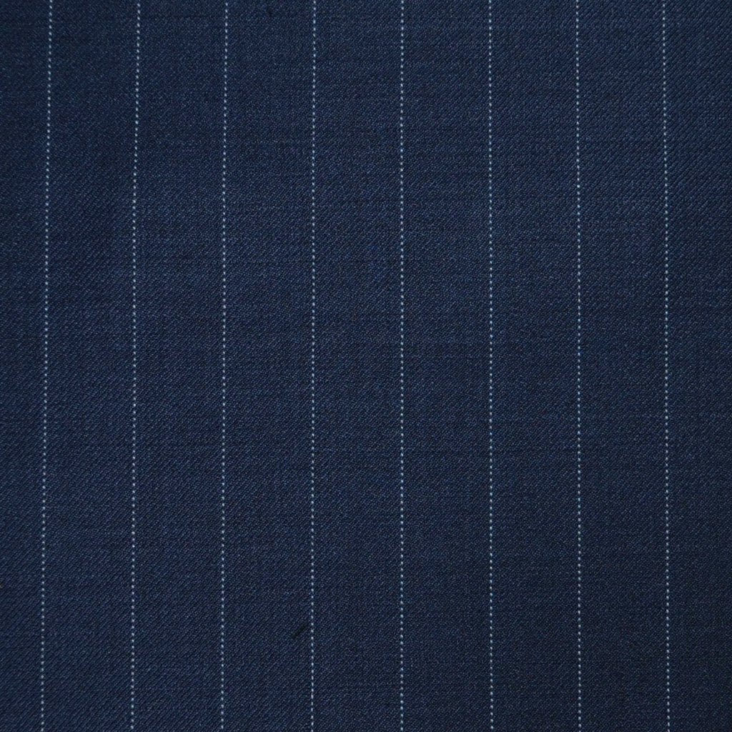Dark Navy Blue 1/2" Pinstripe Super 120's All Wool Suiting