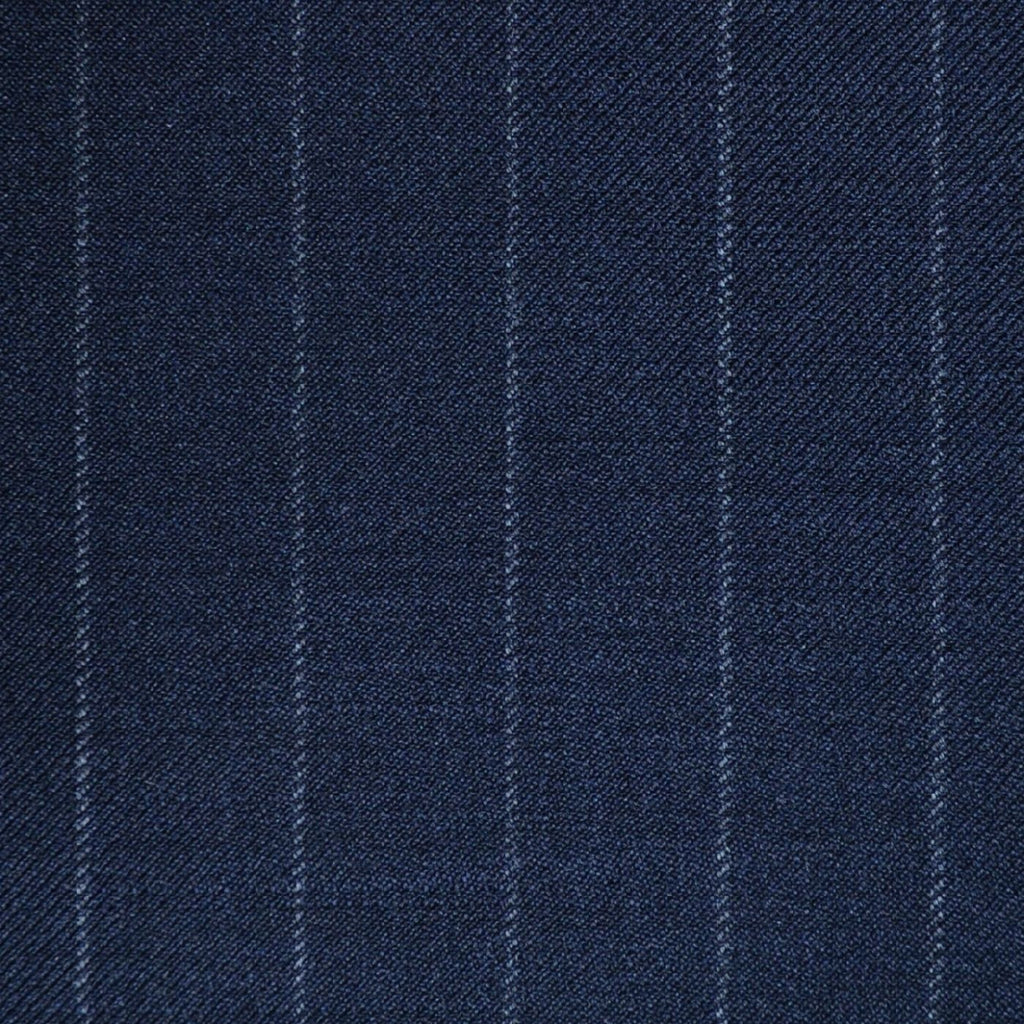 Dark Navy Blue 1/2" Muted Chalk Stripe Super 120's All Wool Suiting