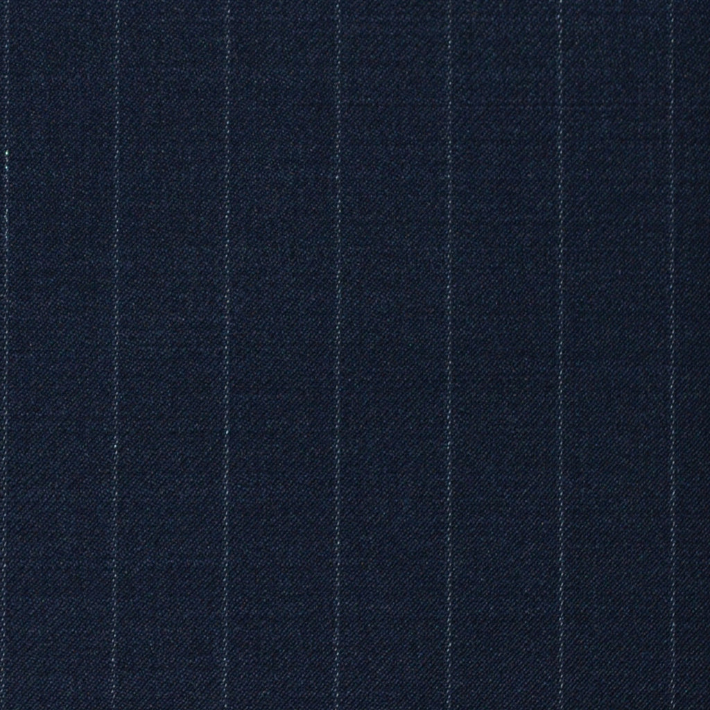 Navy Blue 1/2" Pinstripe Super 120's All Wool Suiting
