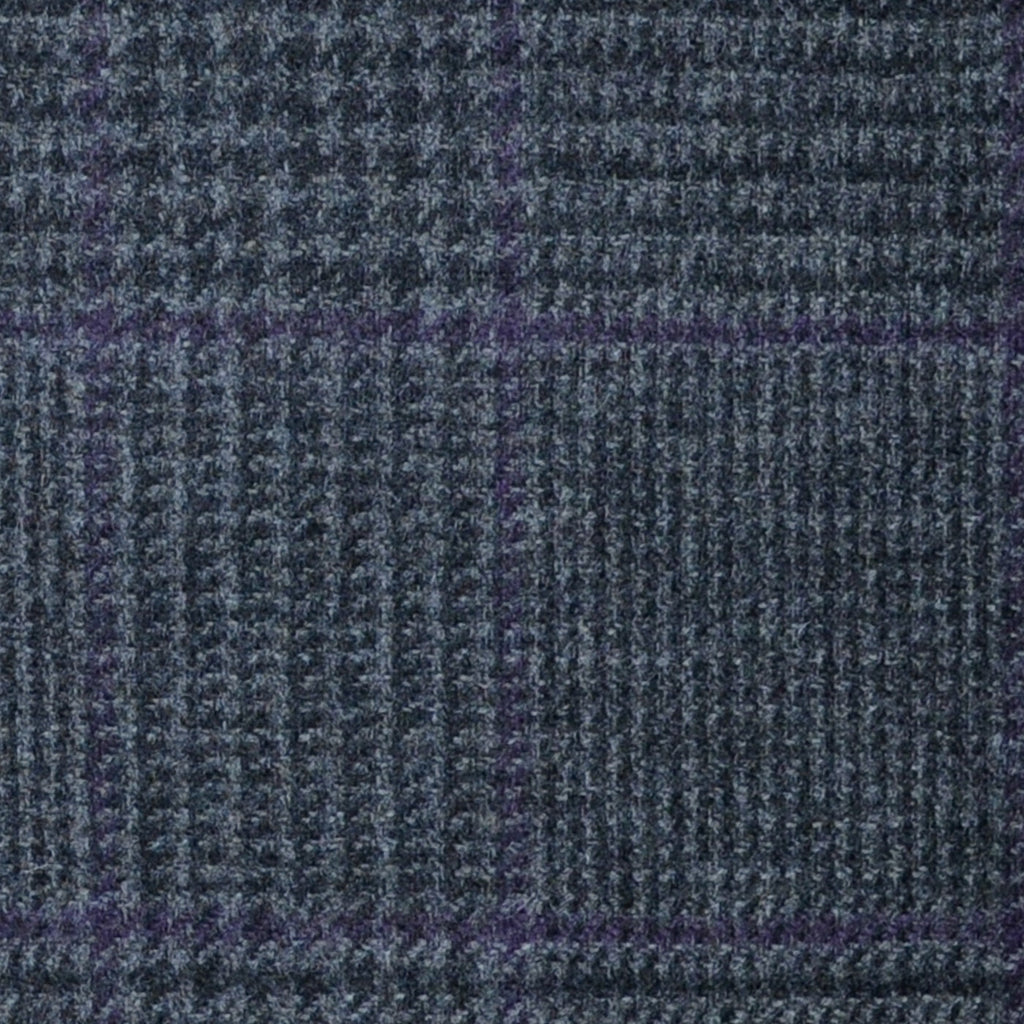 Medium Grey Prince of Wales with Purple Check Lambswool & Cashmere Jacketing