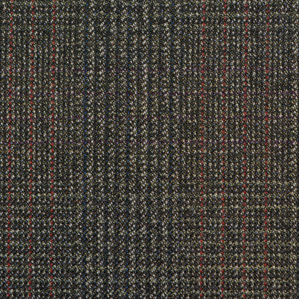 Grey/Brown with Red Prince of Wales Check Twist Suiting