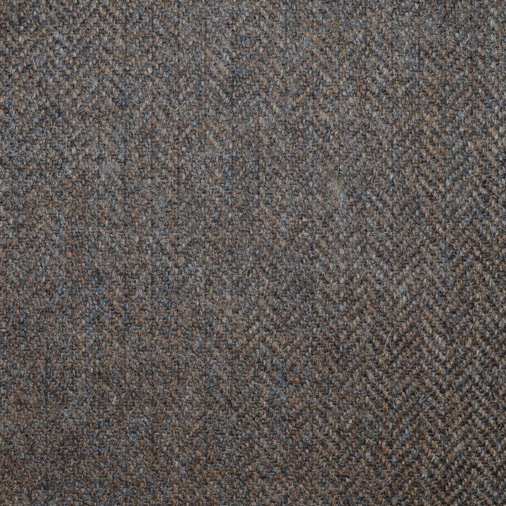Country Brown and Dark Brown Herringbone All Wool Tweed