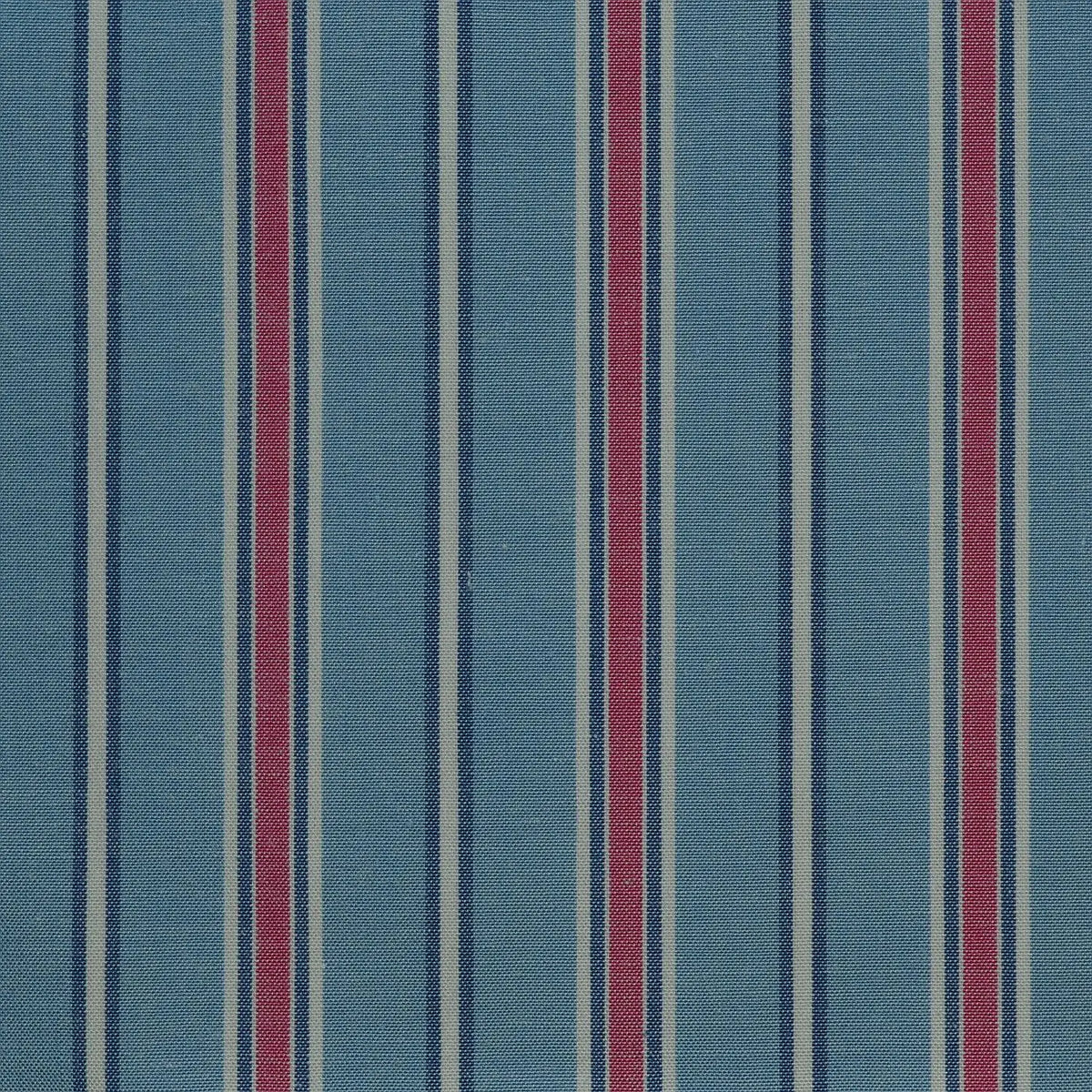 Blue with Red & White Stripe Cotton Shirting Yorkshire Fabric