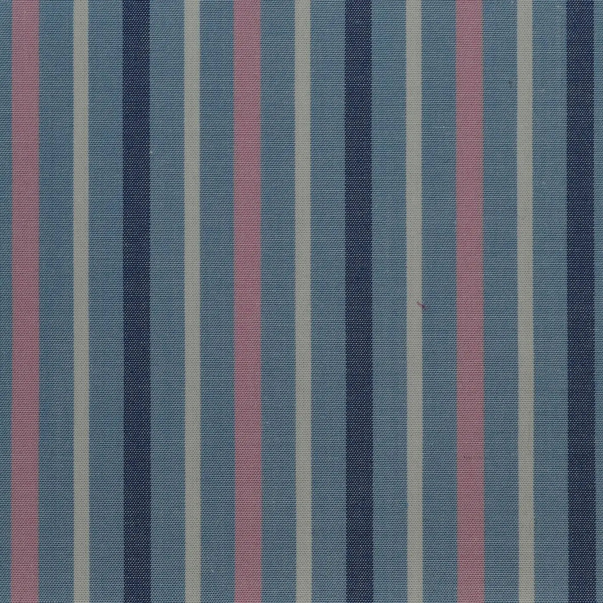 Blue with White & Pink Stripe Cotton Shirting Yorkshire Fabric