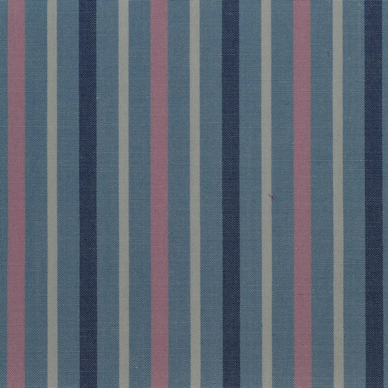 Blue with White & Pink Stripe Cotton Shirting Yorkshire Fabric
