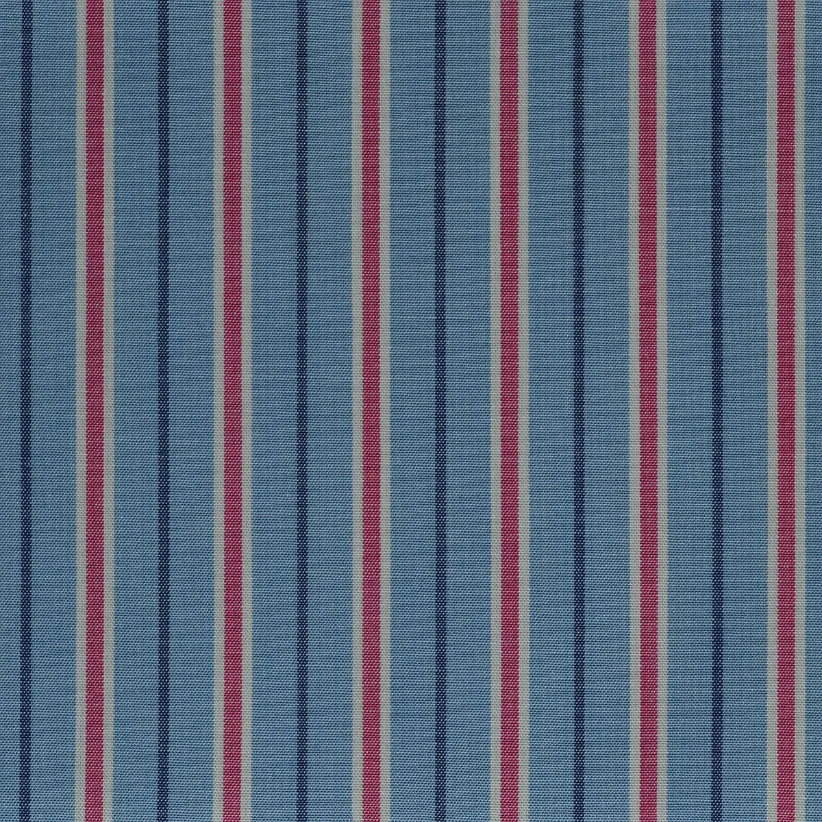 Blue with Red & White Stripe Cotton Shirting Yorkshire Fabric
