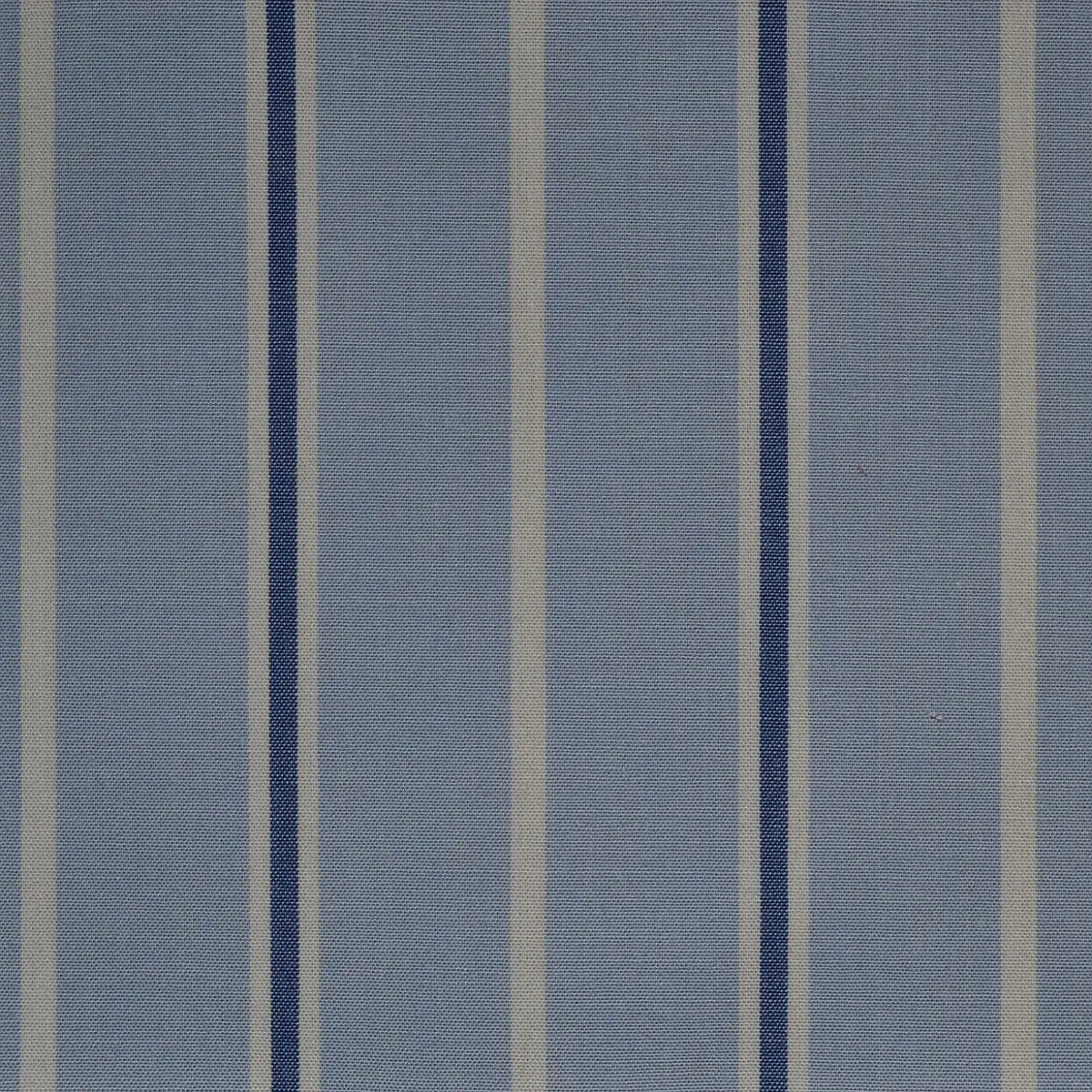 Blue with Dark Blue & White Stripe Cotton Shirting Yorkshire Fabric