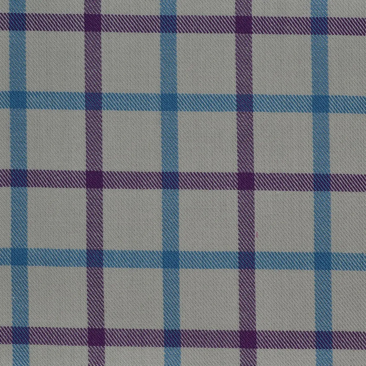 White with Blue & Purple Check Cotton Shirting Yorkshire Fabric