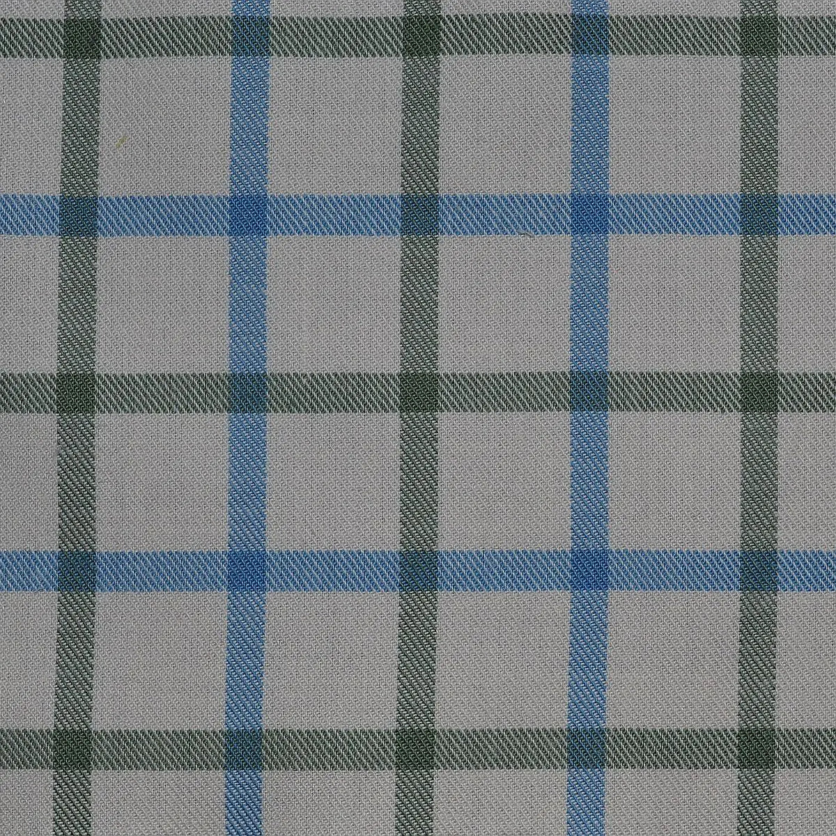 White with Blue & Green Check Cotton Shirting Yorkshire Fabric