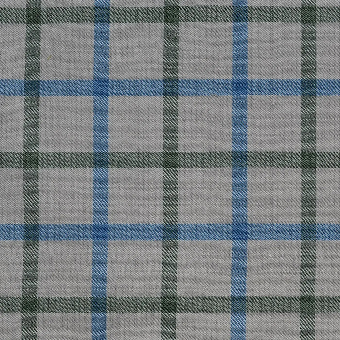 White with Blue & Green Check Cotton Shirting Yorkshire Fabric