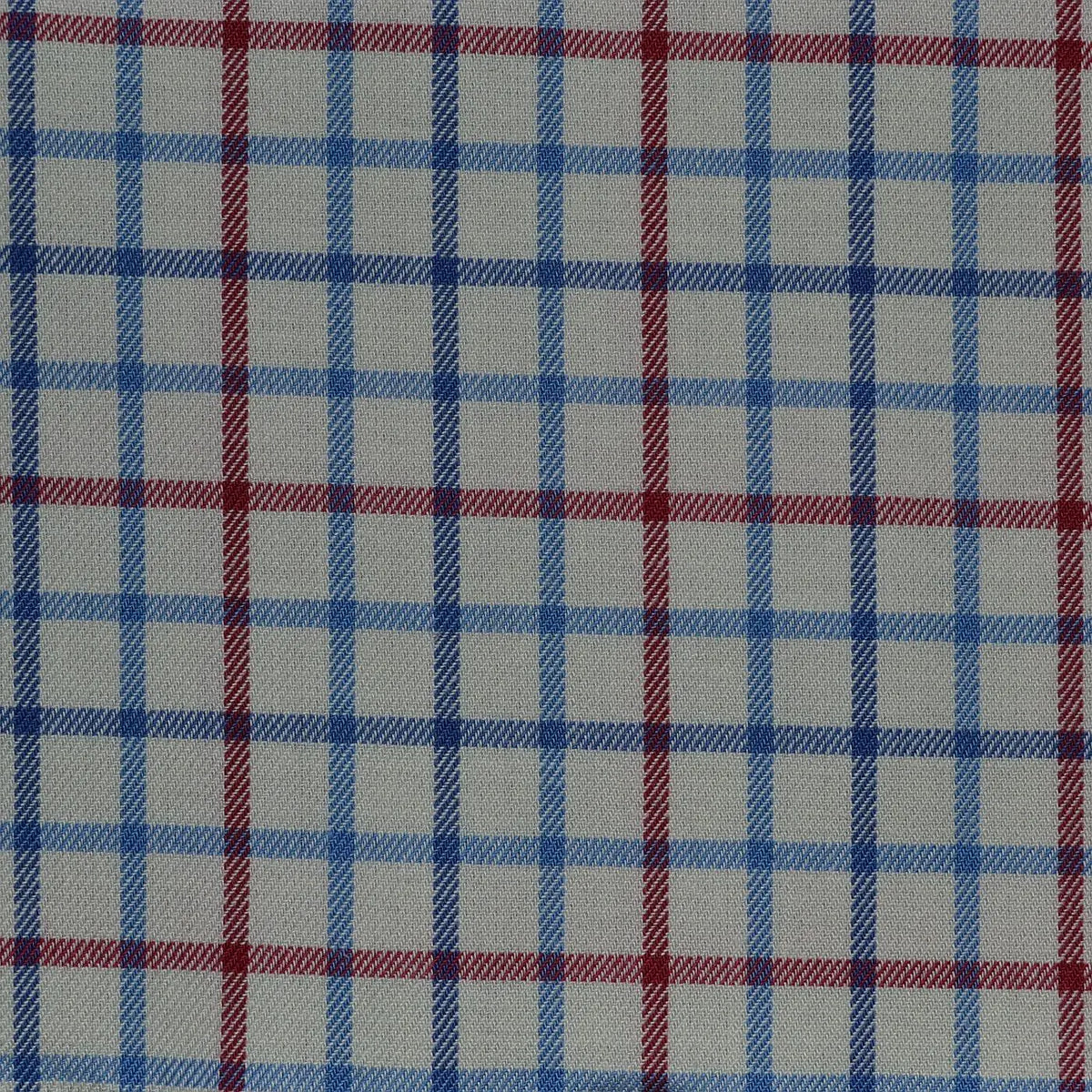 White with Blue & Red Check Cotton Shirting Yorkshire Fabric