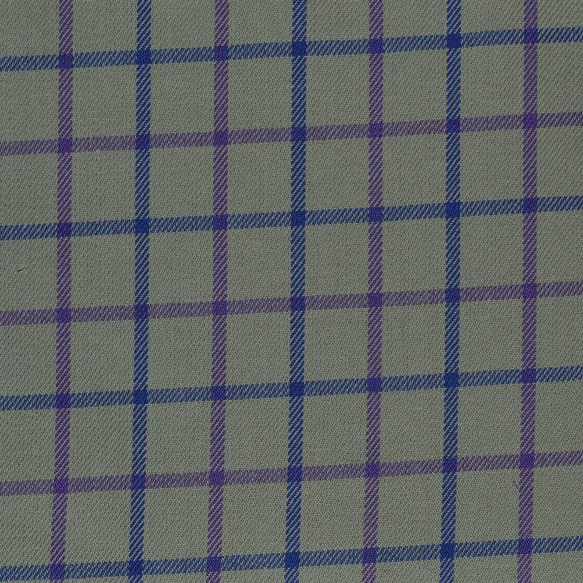Olive with Blue & Purple Check Cotton Shirting Yorkshire Fabric