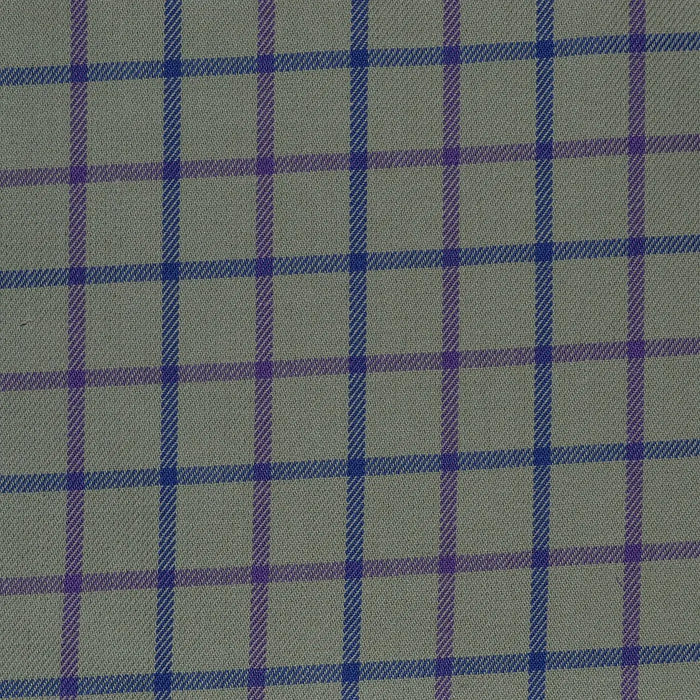 Olive with Blue & Purple Check Cotton Shirting Yorkshire Fabric