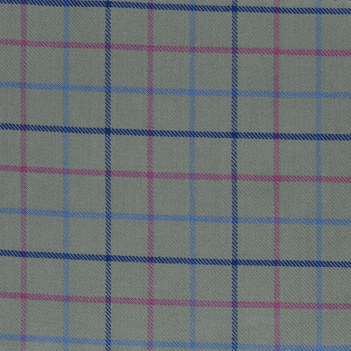 Olive with Blue & Pink Check Cotton Shirting Yorkshire Fabric