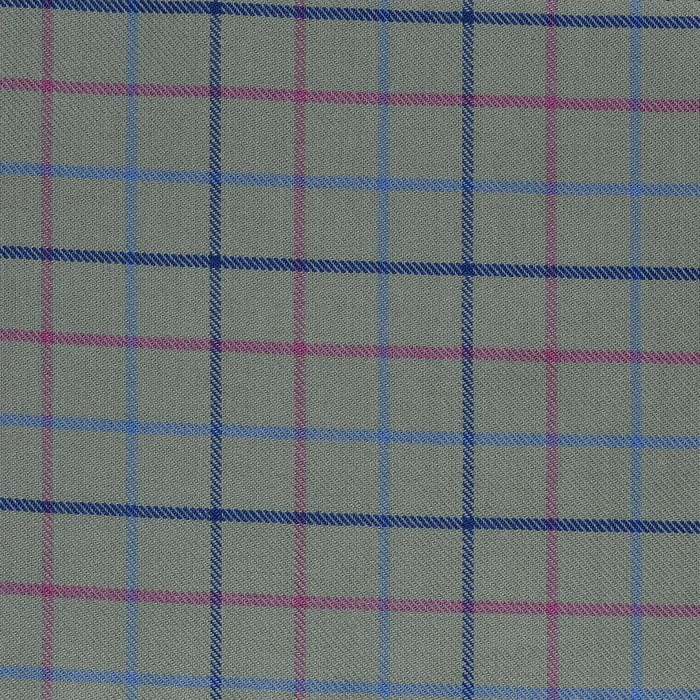 Olive with Blue & Pink Check Cotton Shirting Yorkshire Fabric