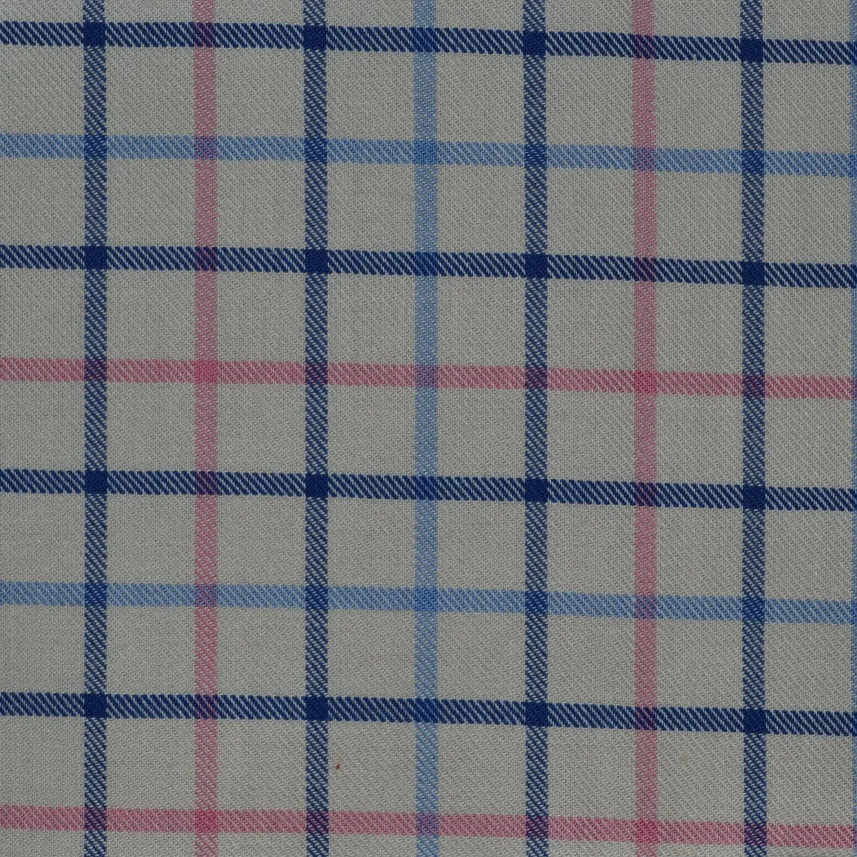 White with Blue & Pink Check Cotton Shirting Yorkshire Fabric