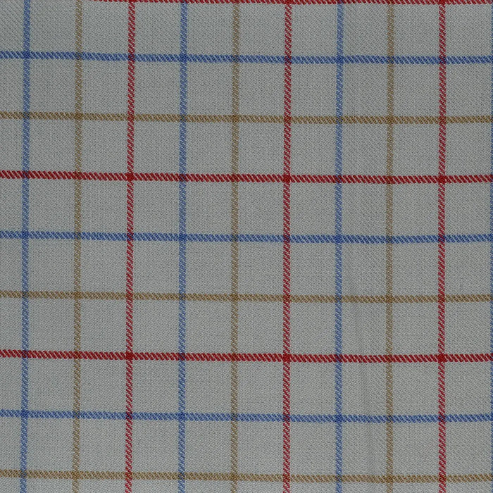 White with Red, Blue & Tan Check Cotton Shirting Yorkshire Fabric