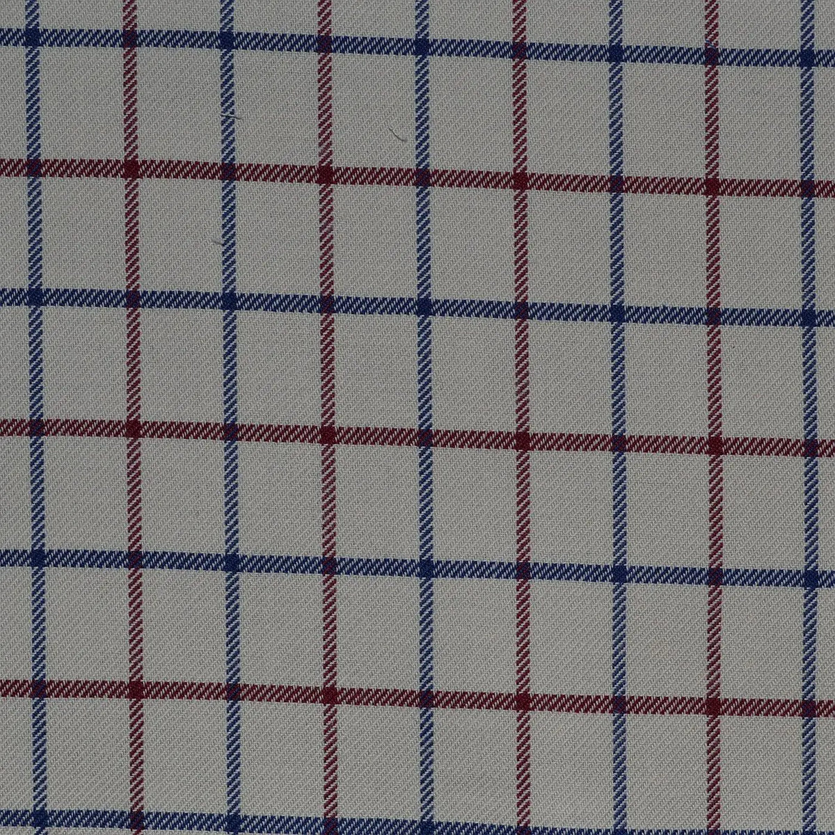 White with Red & Blue Check Cotton Shirting Yorkshire Fabric