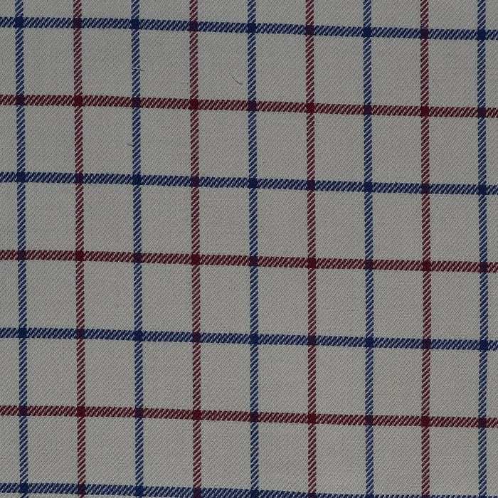 White with Red & Blue Check Cotton Shirting Yorkshire Fabric