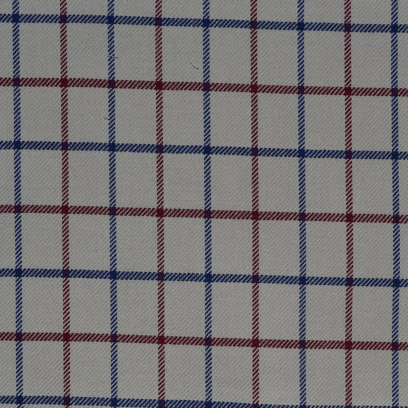 White with Red & Blue Check Cotton Shirting Yorkshire Fabric