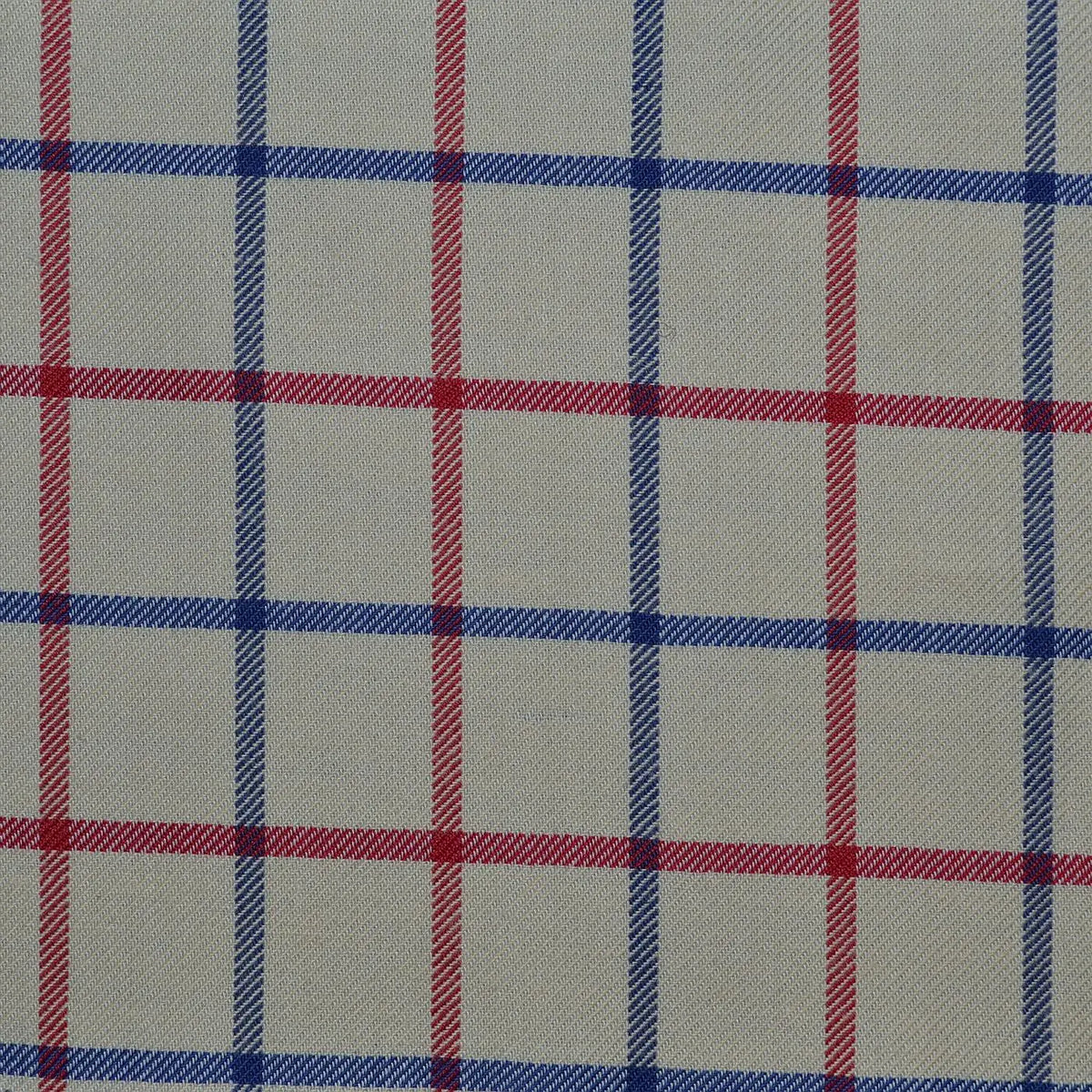 White with Blue & Red Check Cotton Shirting Yorkshire Fabric