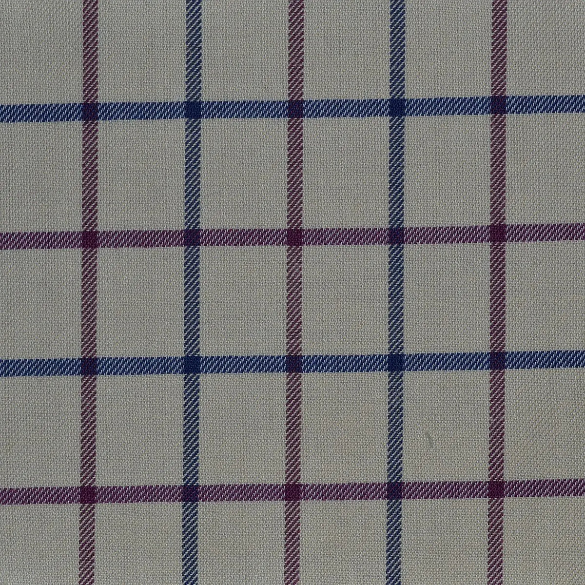 White with Blue & Wine Red Check Cotton Shirting Yorkshire Fabric