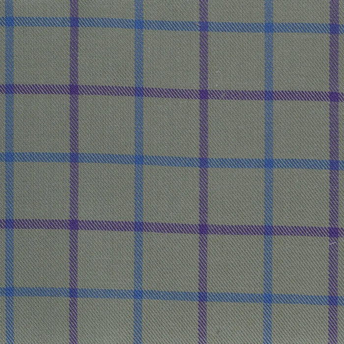 Olive with Blue & Lilac Check Cotton Shirting Yorkshire Fabric